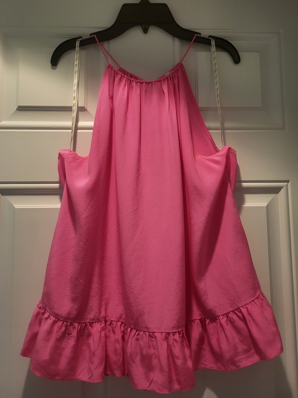 Lilly Pulitzer Hot Pink Ruffle-Hem Spaghetti Strap Top.